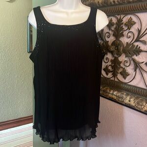 NWT Alfred Angelo Top -Black formal beaded / sheer pleats/ sleeveless Sz 12